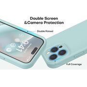 Husa pentru  iPhone 15 Pro Max Liquid Silicone, subțire, captusita cu microfibra, anti amprentă, protectie cameră foto, turcoaz