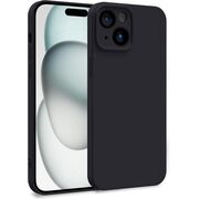 Husa pentru  iPhone 15 Liquid Silicone, subțire, captusita cu microfibra, anti amprentă, protectie cameră foto, negru