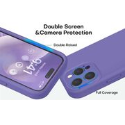 Husa pentru  iPhone 15 Pro Max Liquid Silicone, subțire, captusita cu microfibra, anti amprentă, protectie cameră foto, mov