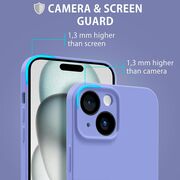 Husa pentru  iPhone 15 Liquid Silicone, subțire, captusita cu microfibra, anti amprentă, protectie cameră foto, lavanda