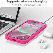 Husa pentru  iPhone 15 Pro Max Liquid Silicone, subțire, captusita cu microfibra, anti amprentă, protectie cameră foto, fucsia