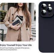 Husa pentru  iPhone 15 Pro Max Liquid Silicone, subțire, captusita cu microfibra, anti amprentă, protectie cameră foto, negru
