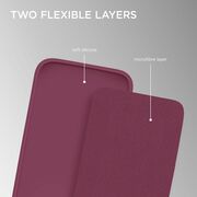 Husa pentru  iPhone 15 Pro Max Liquid Silicone, subțire, captusita cu microfibra, anti amprentă, protectie cameră foto, burgundy