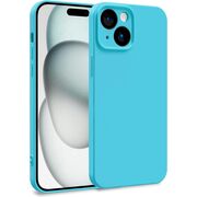 Husa pentru  iPhone 15 Plus Liquid Silicone, subțire, captusita cu microfibra, anti amprentă, protectie cameră foto, turcoaz