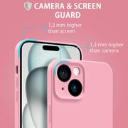 Husa pentru  iPhone 15 Liquid Silicone, subțire, captusita cu microfibra, anti amprentă, protectie cameră foto, roz