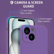 Husa pentru  iPhone 15 Liquid Silicone, subțire, captusita cu microfibra, anti amprentă, protectie cameră foto, mov