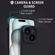 Husa pentru  iPhone 15 Plus Liquid Silicone, subțire, captusita cu microfibra, anti amprentă, protectie cameră foto, negru