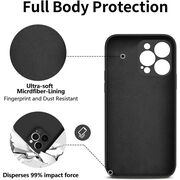 Husa pentru  iPhone 15 Pro Liquid Silicone, subțire, captusita cu microfibra, anti amprentă, protectie cameră foto, negru