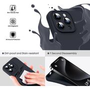 Husa pentru  iPhone 15 Pro Liquid Silicone, subțire, captusita cu microfibra, anti amprentă, protectie cameră foto, negru