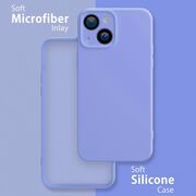Husa pentru  iPhone 15 Liquid Silicone, subțire, captusita cu microfibra, anti amprentă, protectie cameră foto, lavanda
