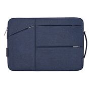 Husa pentru tableta universala 11-13 inch, eleganta si subtire, multiple compartimente si maner, protectie sporita, albastru inchis