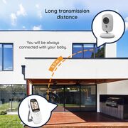 Baby Monitor Wireless, Monitorizare Video Audio pentru bebelusi, senzor temperatura, IR night vision, ecran color, cantece de leagan, Two-way Talk, functie push to talk, cu acumulator USB-C, alb / gri