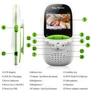 Baby Monitor Wireless, Monitorizare Video Audio pentru bebelusi, senzor temperatura, IR night vision, ecran color, cantece de leagan, Two-way Talk, functie push to talk, cu acumulator USB-C, alb / gri