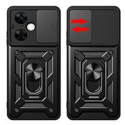 Husa pentru  OnePlus Nord CE4 Lite Ring Armor Kickstand Tough Rugged Cover cu protectie camera, negru