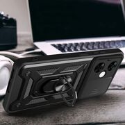Husa pentru  OnePlus Nord CE4 Lite Ring Armor Kickstand Tough Rugged Cover cu protectie camera, negru