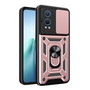 Husa pentru  OnePlus Nord CE4 Lite Ring Armor Kickstand Tough Rugged Cover cu protectie camera, rose gold