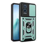 Husa pentru  OnePlus Nord CE4 Lite Ring Armor Kickstand Tough Rugged Cover cu protectie camera, verde