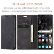 Husa tip carte pentru Oppo Reno 12F, Reno 12FS Retro Business cu inchidere magnetica, negru