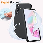 Husa pentru  Samsung Galaxy A35 Liquid Silicone, subțire, captusita cu microfibra, anti amprentă, protectie cameră foto, negru