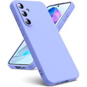 Husa pentru  Samsung Galaxy A35 Liquid Silicone, subțire, captusita cu microfibra, anti amprentă, protectie cameră foto, mov deschis