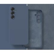 Husa pentru  Samsung Galaxy A35 Liquid Silicone, subțire, captusita cu microfibra, anti amprentă, protectie cameră foto, albastru