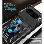 Husa pentru  Google Pixel 9 / 9 Pro Ring Armor Kickstand Tough Rugged Cover cu protectie camera, rose gold