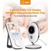 Baby Monitor Wireless, supraveghere duala video - audio pentru bebelusi, senzor temperatura, Vedere Nocturna, ecran color, sunet bidirectional, Functie VOX, Push to Talk