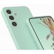 Husa pentru  Samsung Galaxy S24+ Plus Liquid Silicone, subțire, captusita cu microfibra, anti amprentă, protectie cameră foto, verde deschis
