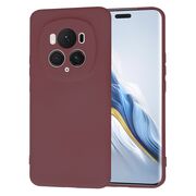 Husa pentru  Honor Magic 6 Pro Liquid Silicone, subțire, captusita cu microfibra, anti amprentă, protectie cameră foto, bordeaux