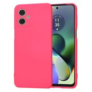 Husa pentru  Motorola Moto G54, G54 Power Edition Liquid Silicone, subțire, captusita cu microfibra, anti amprentă, protectie cameră foto, fucsia