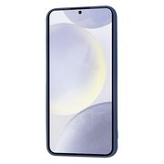 Husa pentru  Samsung Galaxy S24+ Plus Liquid Silicone, subțire, captusita cu microfibra, anti amprentă, protectie cameră foto, albastru