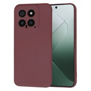 Husa pentru  Xiaomi 14 Liquid Silicone, subțire, captusita cu microfibra, anti amprentă, protectie cameră foto, bordeaux