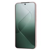 Husa pentru  Xiaomi 14 Liquid Silicone, subțire, captusita cu microfibra, anti amprentă, protectie cameră foto, pink sand