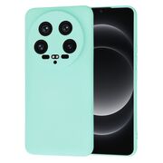 Husa pentru  Xiaomi 14 Ultra Liquid Silicone, subțire, captusita cu microfibra, anti amprentă, protectie cameră foto, turcoaz