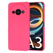 Husa pentru  Xiaomi Redmi A3 Liquid Silicone, subțire, captusita cu microfibra, anti amprentă, protectie cameră foto, fucsia