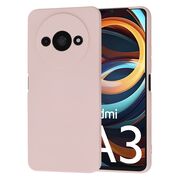 Husa pentru  Xiaomi Redmi A3 Liquid Silicone, subțire, captusita cu microfibra, anti amprentă, protectie cameră foto, pink sand