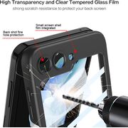 Husa Samsung Galaxy Z Flip 6 anti shock cu folie de protectie integrata pentru ecranul secundar, inel si protectie camera, negru