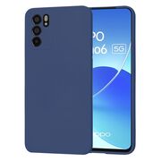 Husa pentru  Oppo Reno 6  Liquid Silicone, subțire, captusita cu microfibra, anti amprentă, protectie cameră foto, albastru