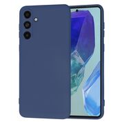 Husa pentru  Samsung Galaxy M55 Liquid Silicone, subțire, captusita cu microfibra, anti amprentă, protectie cameră foto, albastru