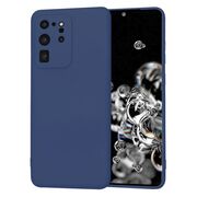 Husa pentru  Samsung Galaxy S20 Ultra Liquid Silicone, subțire, captusita cu microfibra, anti amprentă, protectie cameră foto, albastru
