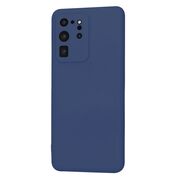 Husa pentru  Samsung Galaxy S20 Ultra Liquid Silicone, subțire, captusita cu microfibra, anti amprentă, protectie cameră foto, albastru
