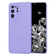 Husa pentru  Samsung Galaxy S20 Ultra Liquid Silicone, subțire, captusita cu microfibra, anti amprentă, protectie cameră foto, lavanda