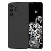 Husa pentru  Samsung Galaxy S20 Ultra Liquid Silicone, subțire, captusita cu microfibra, anti amprentă, protectie cameră foto, negru