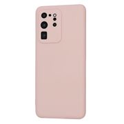 Husa pentru  Samsung Galaxy S20 Ultra Liquid Silicone, subțire, captusita cu microfibra, anti amprentă, protectie cameră foto, roz inchis