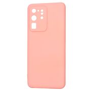 Husa pentru  Samsung Galaxy S20 Ultra Liquid Silicone, subțire, captusita cu microfibra, anti amprentă, protectie cameră foto, roz
