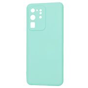 Husa pentru  Samsung Galaxy S20 Ultra Liquid Silicone, subțire, captusita cu microfibra, anti amprentă, protectie cameră foto, turcoaz