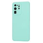 Husa pentru  Samsung Galaxy S20 Ultra Liquid Silicone, subțire, captusita cu microfibra, anti amprentă, protectie cameră foto, turcoaz