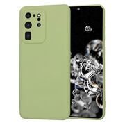 Husa pentru  Samsung Galaxy S20 Ultra Liquid Silicone, subțire, captusita cu microfibra, anti amprentă, protectie cameră foto, verde