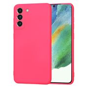 Husa pentru  Samsung Galaxy S21 FE Liquid Silicone, subțire, captusita cu microfibra, anti amprentă, protectie cameră foto, fucsia
