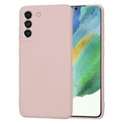 Husa pentru  Samsung Galaxy S21 FE Liquid Silicone, subțire, captusita cu microfibra, anti amprentă, protectie cameră foto, roz inchis